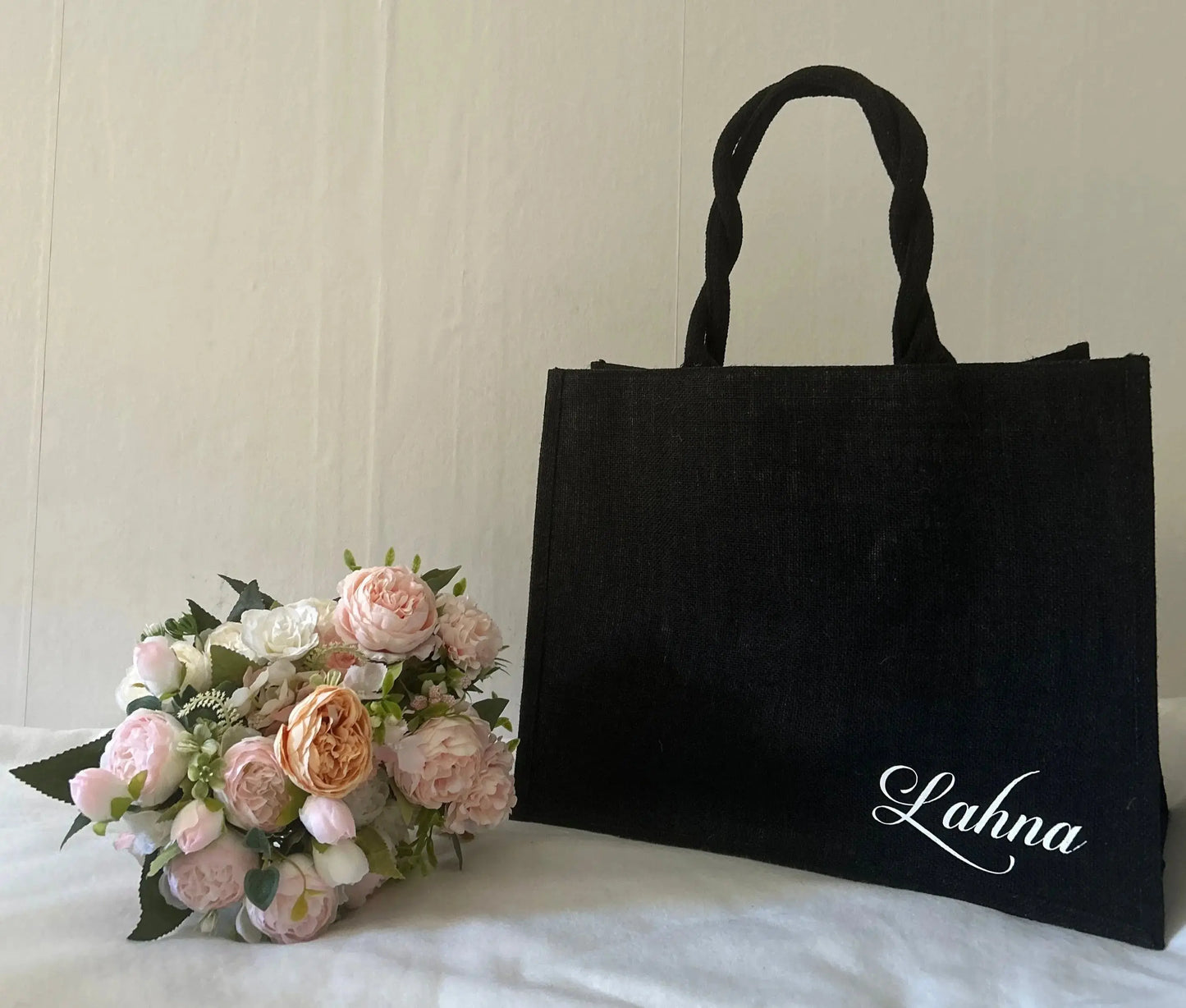 sac en toile de jute noir personnalisé LS CUSTOM