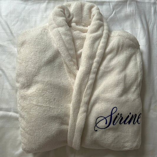 Peignoir personnalisé ultra doux crème, blanc LS CUSTOM
