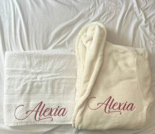 Duo de bain personnalisé blanc, crème LS CUSTOM