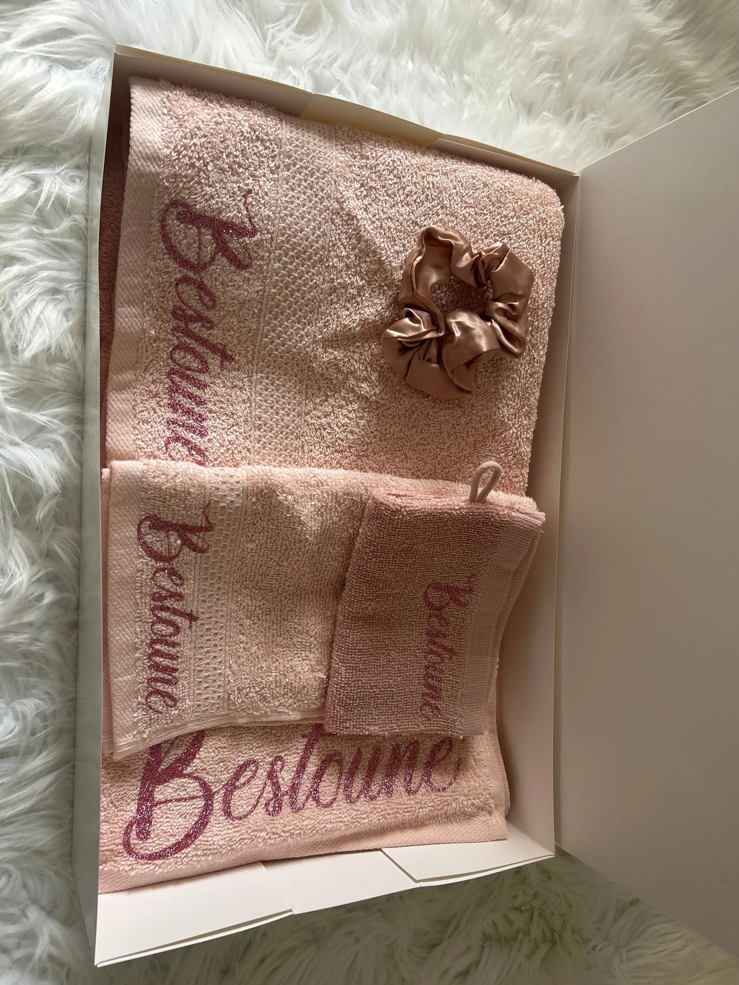 Set serviettes de bain rose personnalisées LS CUSTOM
